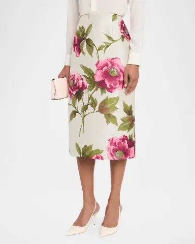 Carolina Herrera Floral Jacquard Midi Pencil Skirt | Thumbnail 3 Carolina Herrera Floral Jacquard Midi Pencil Skirt | Thumbnail 3