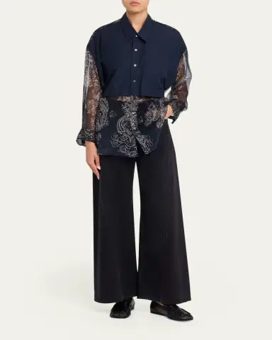 R13 Long-Sleeve Silk Overlay Shirt | Thumbnail 2