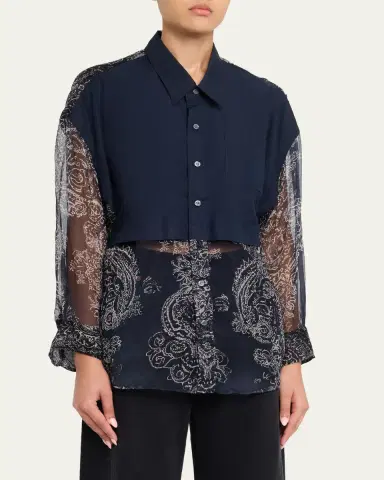 R13 Long-Sleeve Silk Overlay Shirt | Thumbnail 4