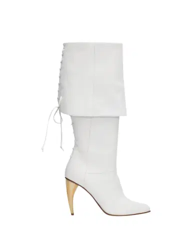 Alexander McQueen 105mm Horn Leather Knee-High Boots | Thumbnail 1