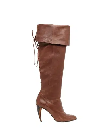 Alexander McQueen 105mm Horn Leather Knee-High Boots | Thumbnail 1