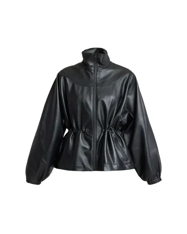 Leather Drawstring Tracksuit Jacket