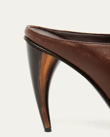 Alexander McQueen 105mm Horn Leather Peep-Toe Mules | Thumbnail 3 Alexander McQueen 105mm Horn Leather Peep-Toe Mules | Thumbnail 3