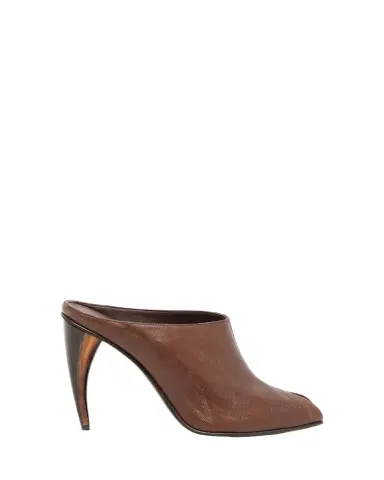 Alexander McQueen 105mm Horn Leather Peep-Toe Mules | Thumbnail 1 Alexander McQueen 105mm Horn Leather Peep-Toe Mules | Thumbnail 1