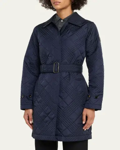 Burberry Darliston Check Quilted Coat With Belt | Thumbnail 4 Burberry Darliston Check Quilted Coat With Belt | Thumbnail 4