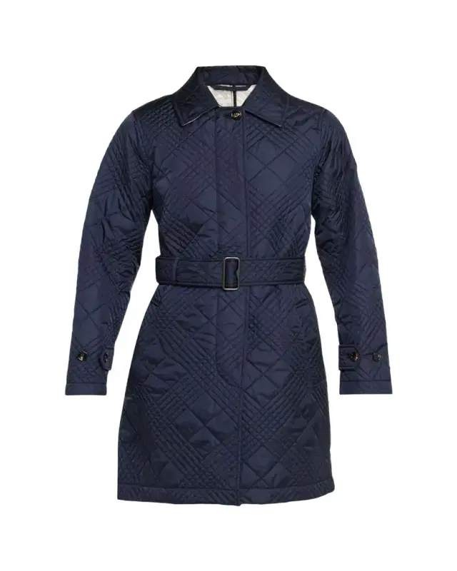 Burberry Darliston Check Quilted Coat With Belt