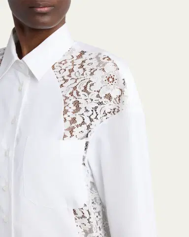 Stella McCartney Lace-Paneled Poplin Midi Shirtdress | Thumbnail 5 Stella McCartney Lace-Paneled Poplin Midi Shirtdress | Thumbnail 5