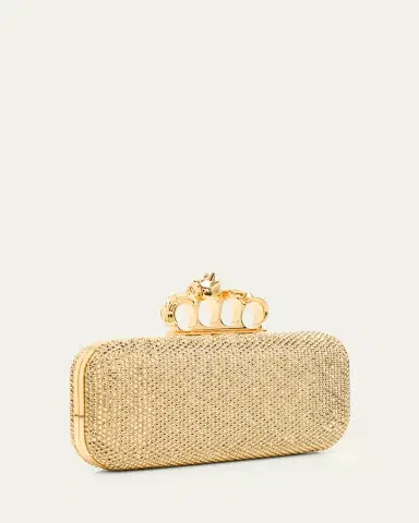Alexander McQueen Crystal Leather Long Knuckle Clutch Bag | Thumbnail 2
