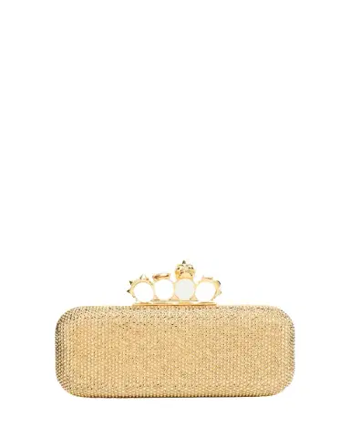 Alexander McQueen Crystal Leather Long Knuckle Clutch Bag | Thumbnail 1