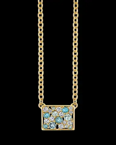 Sydney Evan 14K Diamond, Topaz and Aquamarine Rectangular Cocktail Fixed Pendant Necklace | Thumbnail 2 Sydney Evan 14K Diamond, Topaz and Aquamarine Rectangular Cocktail Fixed Pendant Necklace | Thumbnail 2