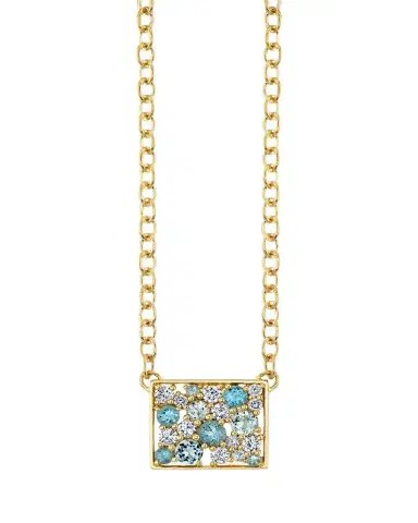 Sydney Evan 14K Diamond, Topaz and Aquamarine Rectangular Cocktail Fixed Pendant Necklace | Thumbnail 1 Sydney Evan 14K Diamond, Topaz and Aquamarine Rectangular Cocktail Fixed Pendant Necklace | Thumbnail 1