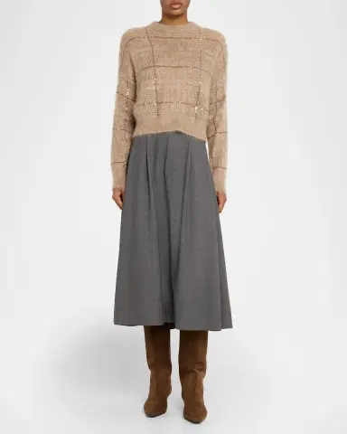 Brunello Cucinelli Paillette Check Mohair Crewneck Sweater | Thumbnail 2 Brunello Cucinelli Paillette Check Mohair Crewneck Sweater | Thumbnail 2