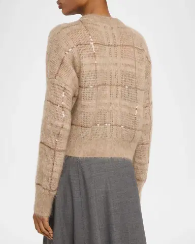 Brunello Cucinelli Paillette Check Mohair Crewneck Sweater | Thumbnail 3 Brunello Cucinelli Paillette Check Mohair Crewneck Sweater | Thumbnail 3