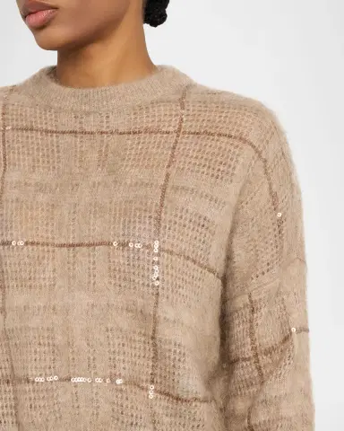 Brunello Cucinelli Paillette Check Mohair Crewneck Sweater | Thumbnail 5 Brunello Cucinelli Paillette Check Mohair Crewneck Sweater | Thumbnail 5