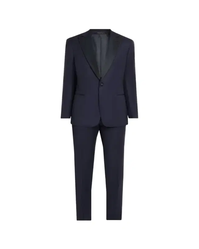 Men's Soft Woven Satin-Trim Single-Breasted Suit