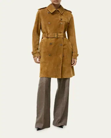 Burberry Kensington Suede Belted Trench Coat | Thumbnail 2