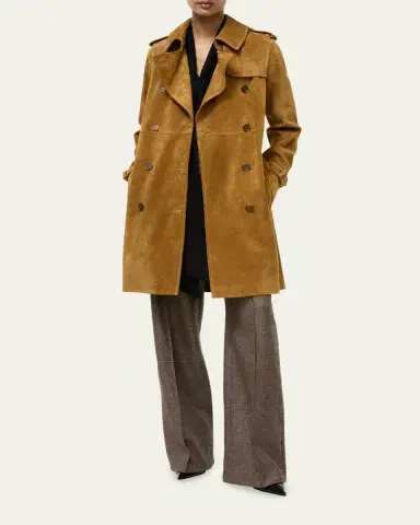 Burberry Kensington Suede Belted Trench Coat | Thumbnail 4
