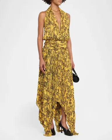 Proenza Schouler Paulina Pleated Halter Handkerchief Maxi Dress | Thumbnail 3 Proenza Schouler Paulina Pleated Halter Handkerchief Maxi Dress | Thumbnail 3