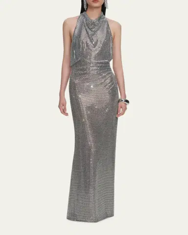 Self-Portrait Rhinestone Draped Maxi Dress | Thumbnail 2