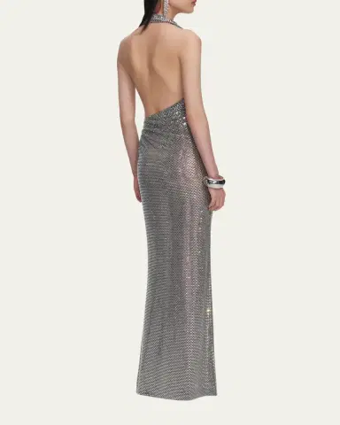 Self-Portrait Rhinestone Draped Maxi Dress | Thumbnail 3