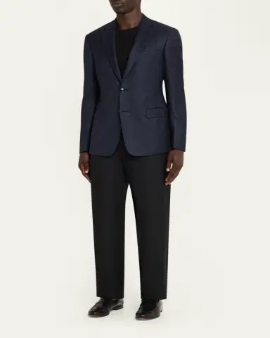 Giorgio Armani Men's Soft Prince of Wales Single-Breasted Sport Coat | Thumbnail 2 Giorgio Armani Men's Soft Prince of Wales Single-Breasted Sport Coat | Thumbnail 2