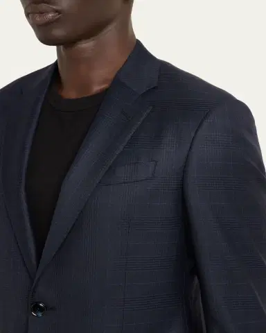 Giorgio Armani Men's Soft Prince of Wales Single-Breasted Sport Coat | Thumbnail 5 Giorgio Armani Men's Soft Prince of Wales Single-Breasted Sport Coat | Thumbnail 5
