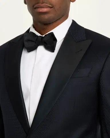 Giorgio Armani Men's Soft Jacquard Satin-Trim Single-Breasted Blazer | Thumbnail 2