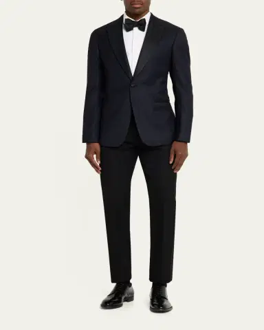Giorgio Armani Men's Soft Jacquard Satin-Trim Single-Breasted Blazer | Thumbnail 3