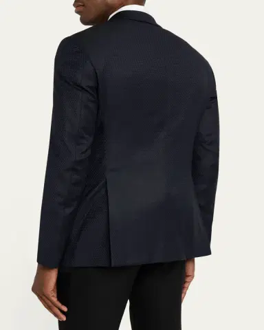 Giorgio Armani Men's Soft Jacquard Satin-Trim Single-Breasted Blazer | Thumbnail 4