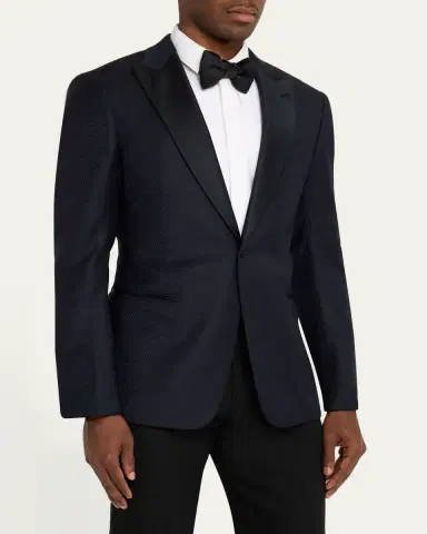 Giorgio Armani Men's Soft Jacquard Satin-Trim Single-Breasted Blazer | Thumbnail 5