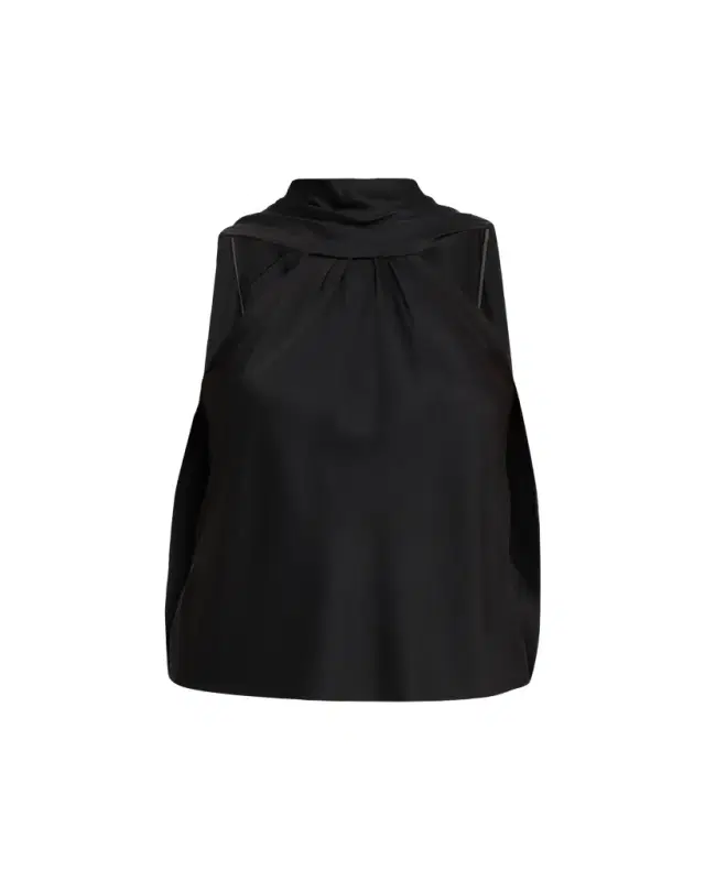 SIMKHAI Bella Sleeveless Satin Cape Top