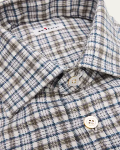 Kiton Men's Plaid Cotton Dress Shirt | Thumbnail 4 Kiton Men's Plaid Cotton Dress Shirt | Thumbnail 4
