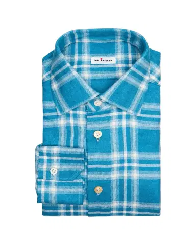 Kiton Men's Plaid Cotton Dress Shirt | Thumbnail 1 Kiton Men's Plaid Cotton Dress Shirt | Thumbnail 1