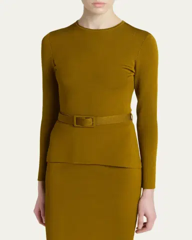 Tom Ford Belted Long-Sleeve Knit Top | Thumbnail 4 Tom Ford Belted Long-Sleeve Knit Top | Thumbnail 4