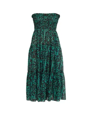 Ulla Johnson Lucca Smocked Strapless Midi Dress | Thumbnail 1 Ulla Johnson Lucca Smocked Strapless Midi Dress | Thumbnail 1