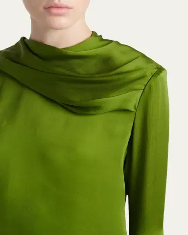 Tom Ford Draped Silk Long-Sleeve Tunic Blouse | Thumbnail 5 Tom Ford Draped Silk Long-Sleeve Tunic Blouse | Thumbnail 5