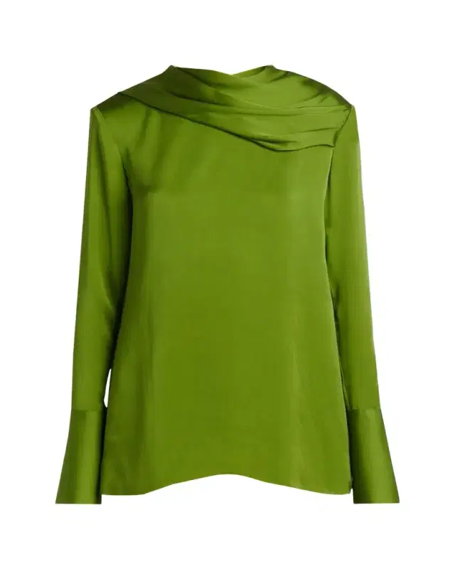 TOM FORD Draped Silk Long-Sleeve Tunic Blouse
