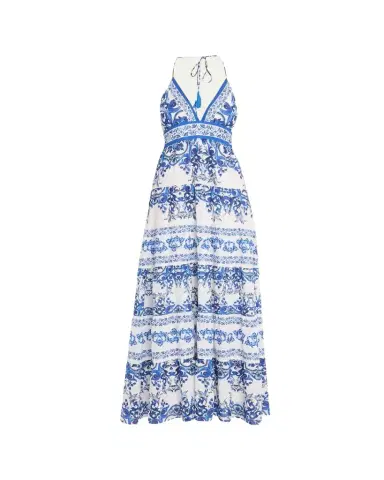 ALICE + OLIVIA Karolina Tiered Halter Maxi Dress | Thumbnail 1 ALICE + OLIVIA Karolina Tiered Halter Maxi Dress | Thumbnail 1