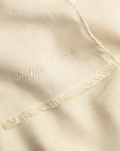 Ralph Lauren Purple Label Men's Linen Fringe-Trim Embroidered Logo Scarf | Thumbnail 2