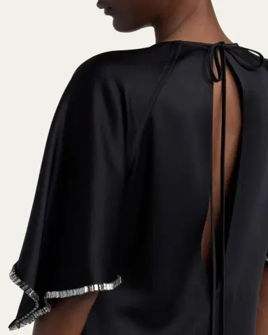 Stella McCartney Embellished Flutter-Sleeve Satin Column Gown | Thumbnail 5 Stella McCartney Embellished Flutter-Sleeve Satin Column Gown | Thumbnail 5