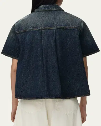 Loewe Short-Sleeve Denim Trapeze Button-Down Shirt | Thumbnail 3 Loewe Short-Sleeve Denim Trapeze Button-Down Shirt | Thumbnail 3