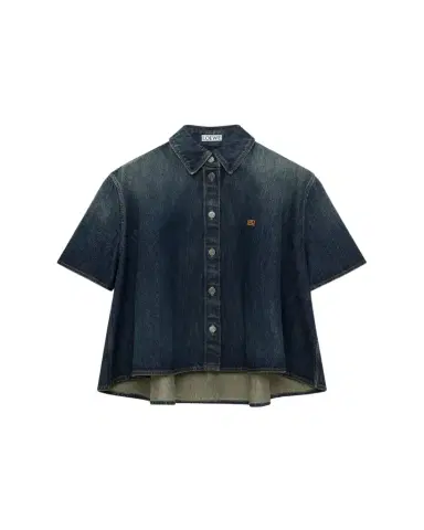 Loewe Short-Sleeve Denim Trapeze Button-Down Shirt | Thumbnail 1 Loewe Short-Sleeve Denim Trapeze Button-Down Shirt | Thumbnail 1