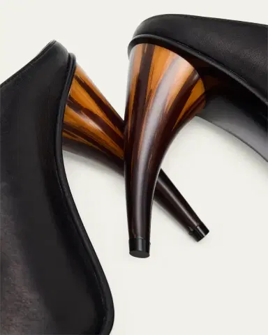 Alexander McQueen 105mm Horn Leather Peep-Toe Mules | Thumbnail 3 Alexander McQueen 105mm Horn Leather Peep-Toe Mules | Thumbnail 3