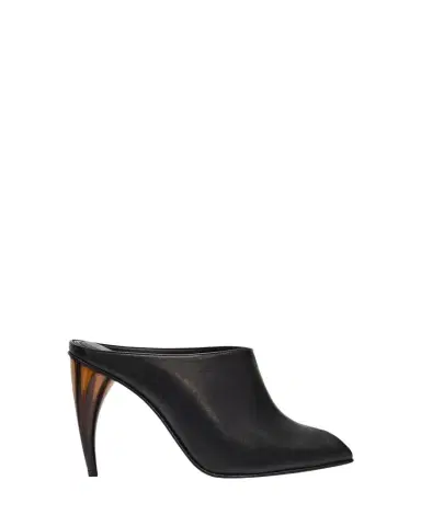 Alexander McQueen 105mm Horn Leather Peep-Toe Mules | Thumbnail 1 Alexander McQueen 105mm Horn Leather Peep-Toe Mules | Thumbnail 1