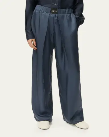 Loewe Logo-Band Satin Wide-Leg Pull-On Pants | Thumbnail 4
