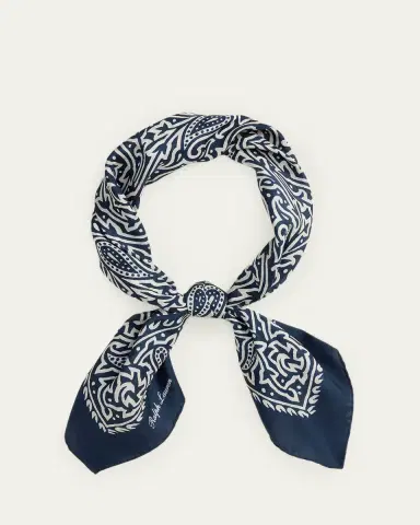 Ralph Lauren Purple Label Men's Cotton Paisley Contrast-Trim Neckerchief | Thumbnail 5