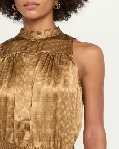 Kiton Sleeveless Gathered Silk Maxi Dress With Belt | Thumbnail 5