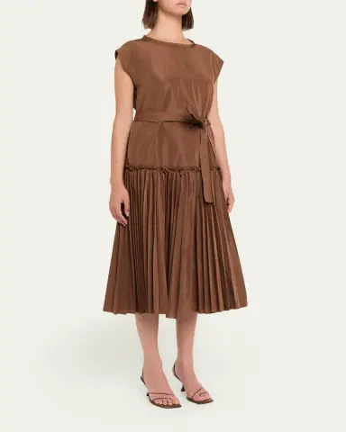 Kobi Halperin Logan Pleated Drop-Waist Midi Dress | Thumbnail 4