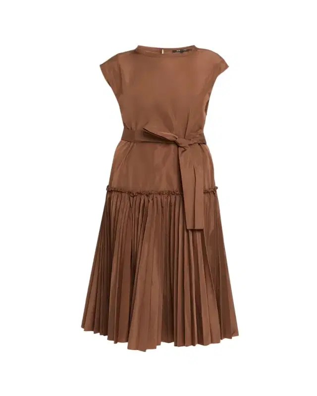 Logan Pleated Drop-Waist Midi Dress