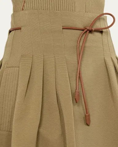 Max Mara Pleated Drawstring Cotton Ottoman Midi Skirt | Thumbnail 5 Max Mara Pleated Drawstring Cotton Ottoman Midi Skirt | Thumbnail 5